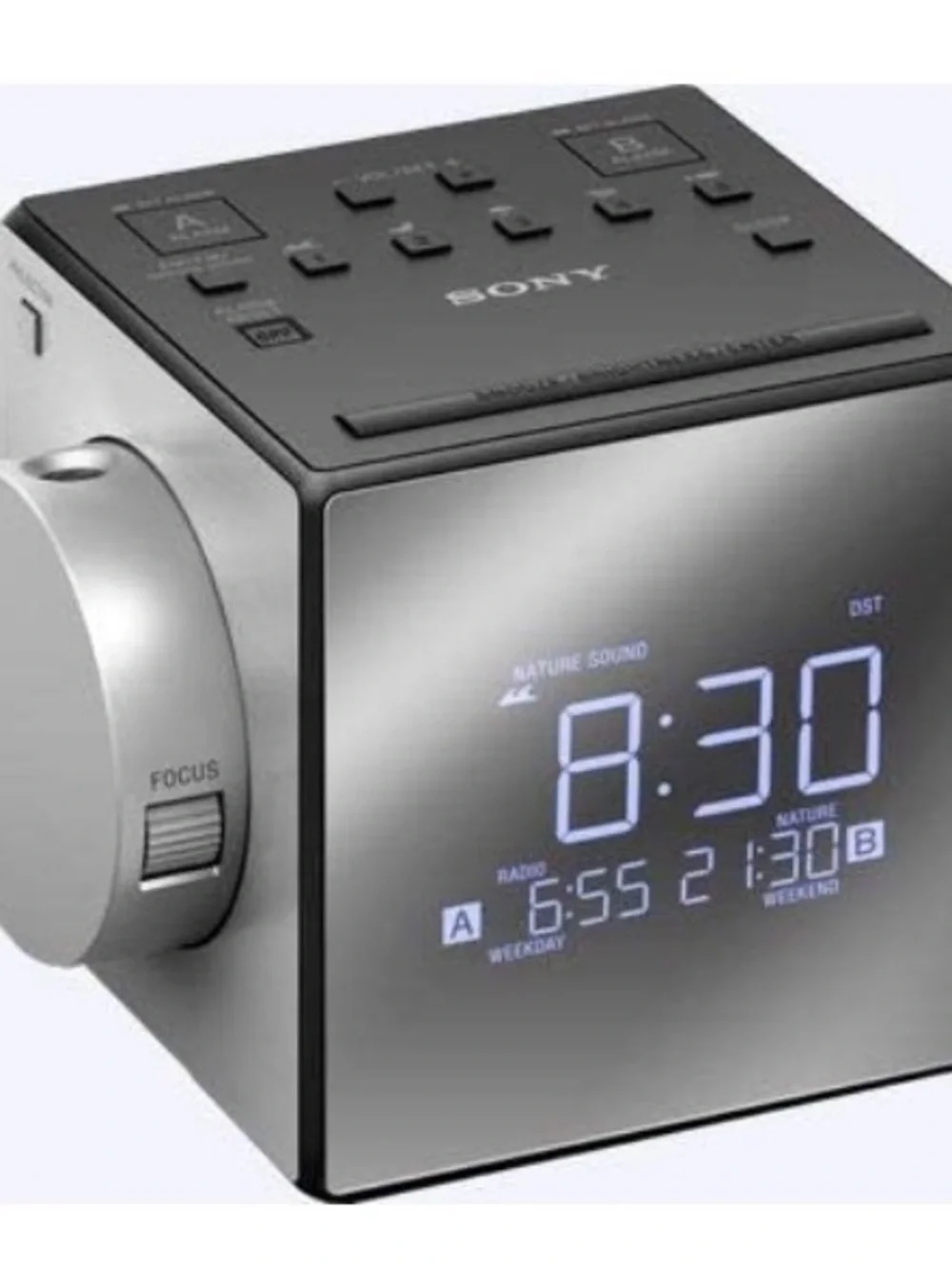 Sony Silver and Black Projection Alarm Clock Radio
